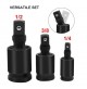 TRIS DI ADATTATORI X BUSSOLE AD IMPATTO MASCHIO FEMMINA DA 1/4-3/8-1/2 SNODABILE